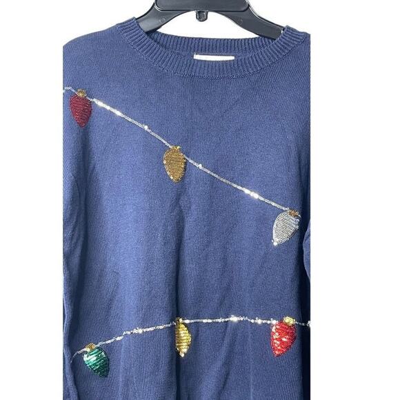 Harper Canyon Girls Navy Peacoat String Lights Sequin Sweater Size X Large 14/16 - Picture 10 of 11